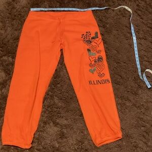 Soffe Orange university of Illinois color Sweatpants with Heart sparkle Design